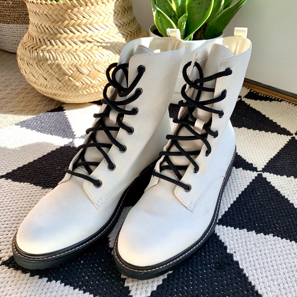 White Combat Boots
